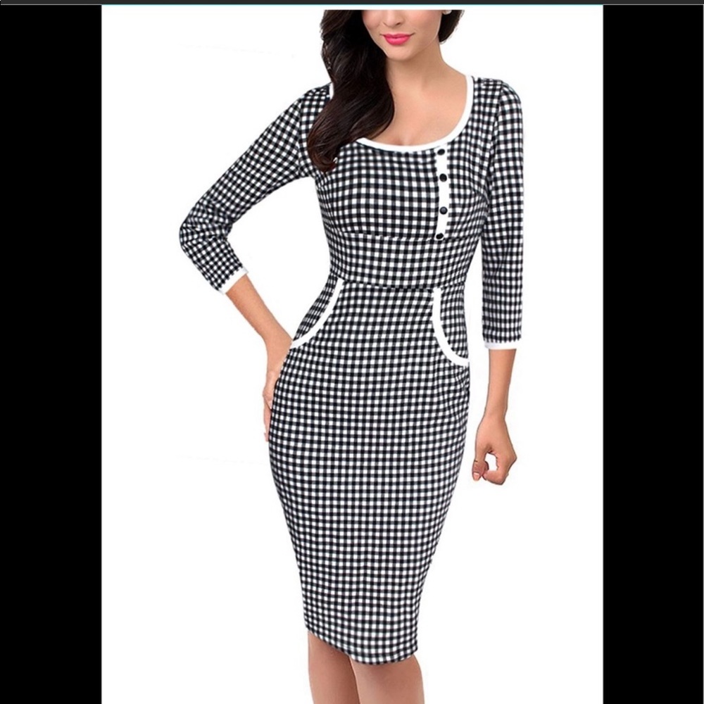 Elegant Vintage Polka Dot Button Casual Dress